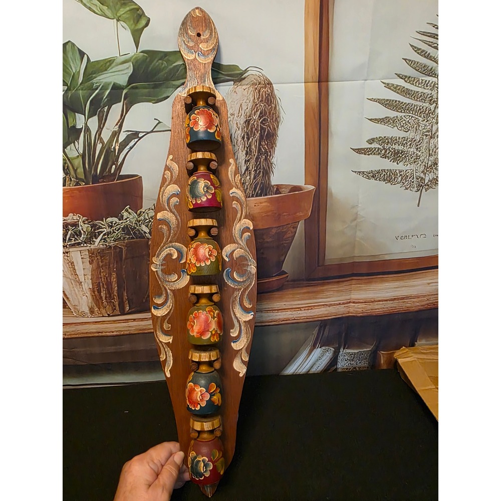 Vintage B Lardschneider Italian Hand Painted Wood Egg Cup Set Wall Mount Decor